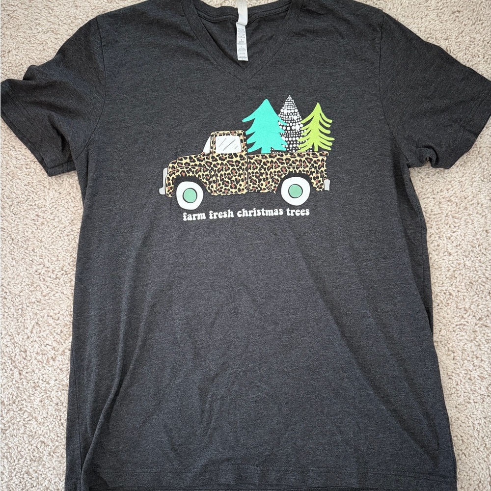 Bella Canvas Charcoal Tee with Festive Truck Design